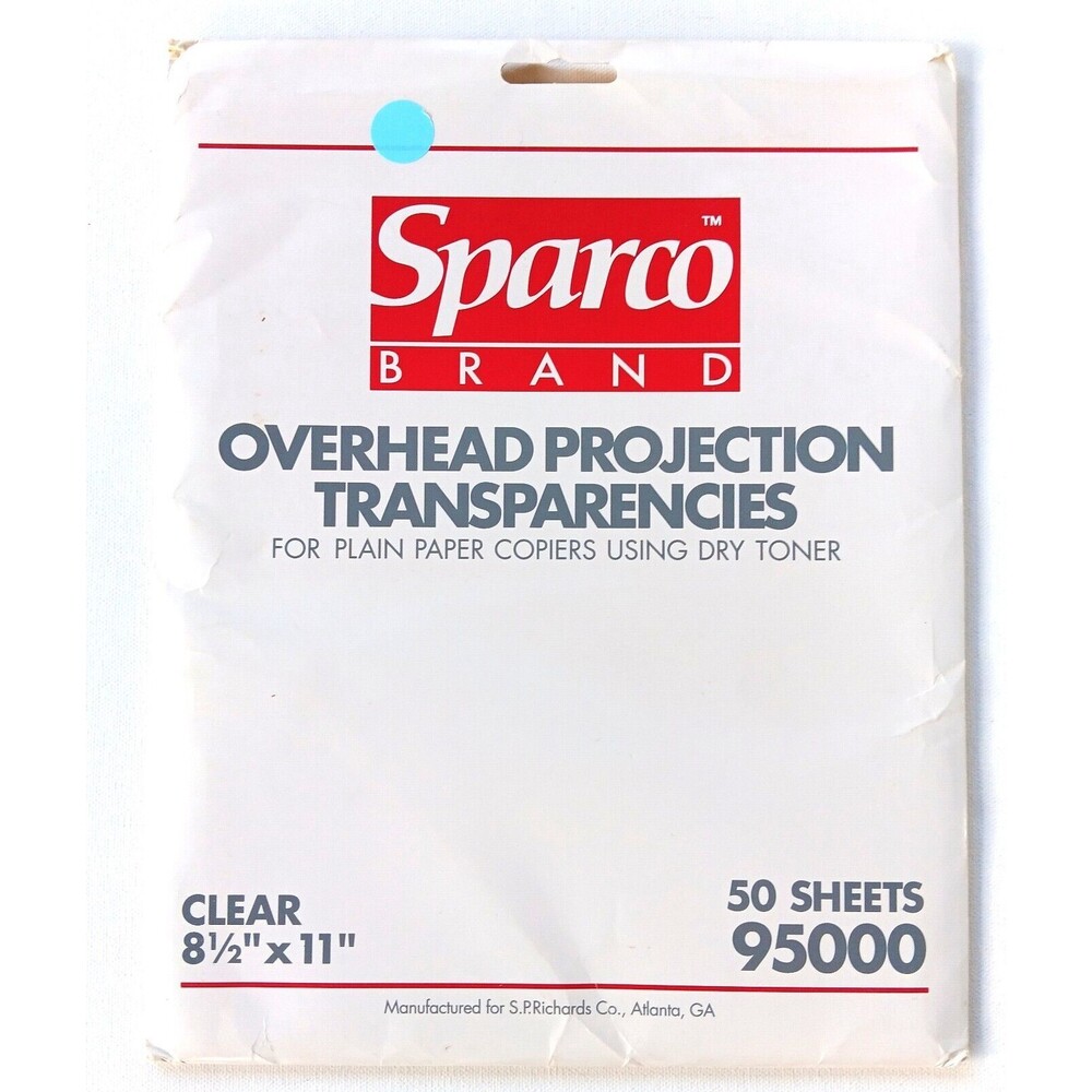 Sparco Overhead Projection Transparencies for Plain Copiers Using Dry Toner